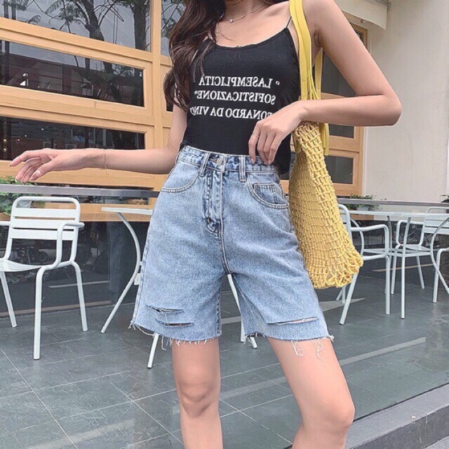 Quần Jeans Ngố Rách 3 Line