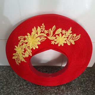 Khăn xếp đỏ 35 vòng đính hoa vàng