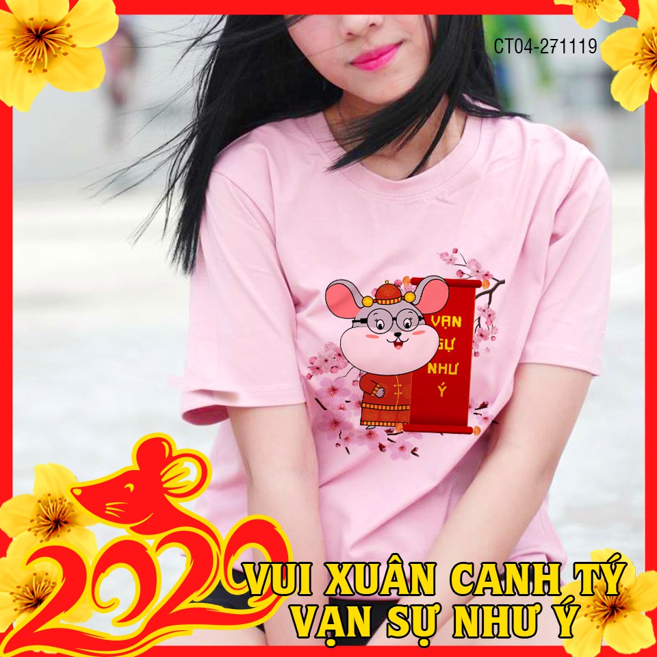 Áo Thun Chuột Chúc Tết canh tý 2020 Vạn Sự Như Ý - Áo Thun Nam Nữ CT05-271119