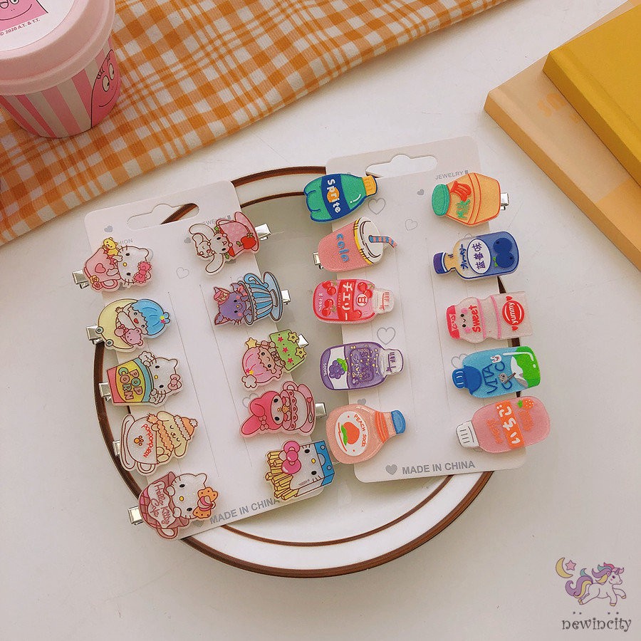 Set 10 kẹp tóc acrylic phong cách Hàn Quốc dễ thương dành cho bé gái