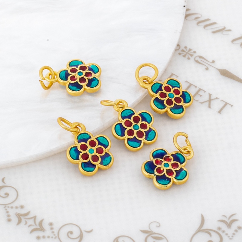 Mặt Dây Chuyền/ Khuyên Tai/ Vòng Tay/ Dây Chuyền Hình Hoa Năm Cánh Màu Vàng 18k 9mm diy
