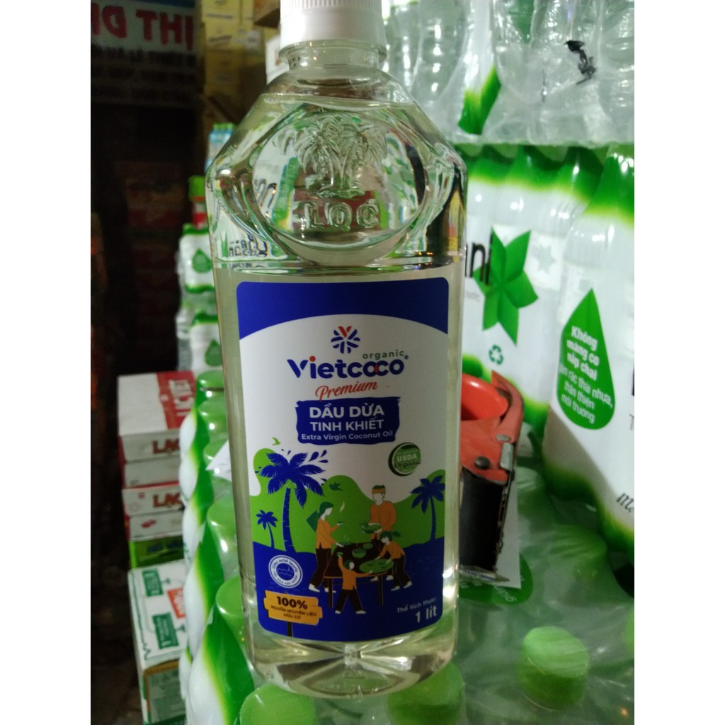 Dầu dừa nguyên chất Organic Vietcoco chai 1Lit