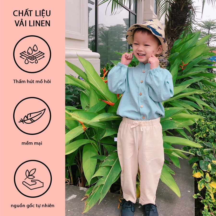 Bộ quần áo bé trai màu xanh mint bạc hà - Thời trang trẻ em cao cấp M46 Fuku Babo