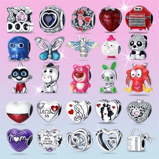 PANDORA Vòng Tay Bạc 925 Mặt Hình Trái Tim Và Bạch Tuộc/Ngựa Một Sừng Dễ Thương Thời Trang