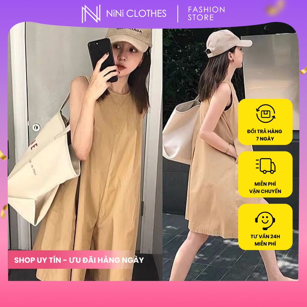 Set váy suông kết hợp quần ống rộng độc đáo chất thô mềm đứng form thoải mái vận động freesize