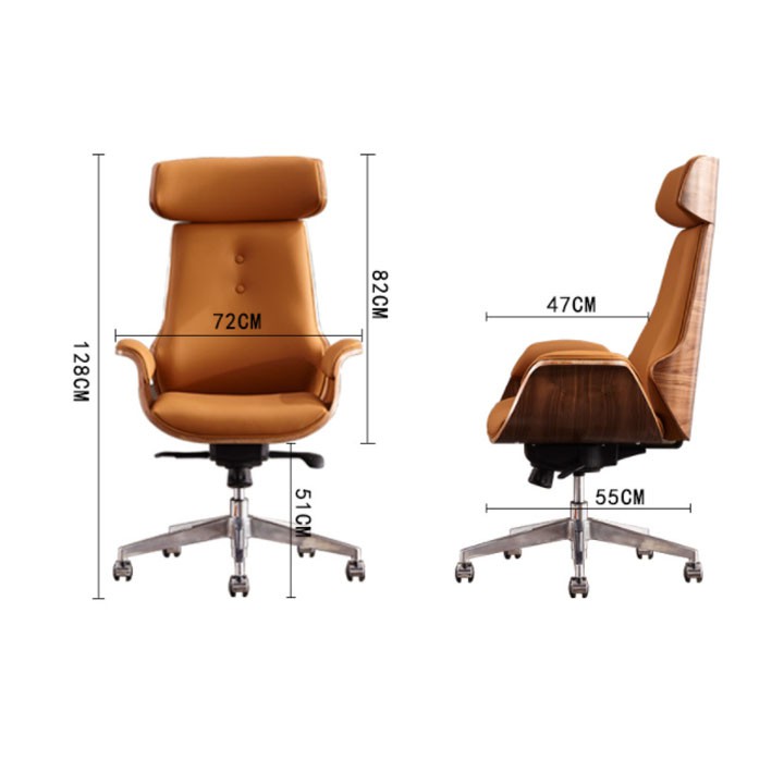 Ghế Giám Đốc Bọc Da Cao Cấp Khung Gỗ Sồi Đẳng Cấp, Ghế Tựa Lưng Cho Lãnh Đạo Chân Xoay Có Tựa Đầu