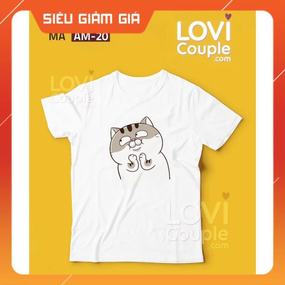 [SALE GIÁ GỐC] XẢ HÀNG ÁO ĐÔI - Áo thun in mèo AMI bụng bự AM17-24 - LoviCouple - Có FeedBack