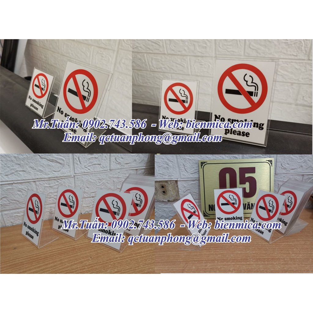 Biển báo cấm hút thuốc để bàn dành cho khách sạn, nhà hàng - Biển cấm hút thuốc để bàn, Biển đặt bàn