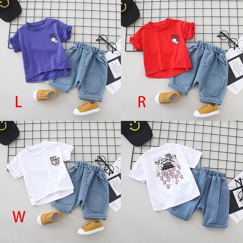 Bộ đồ ngắn tay in họa tiết hoạt hình thời trang cho bé trai
