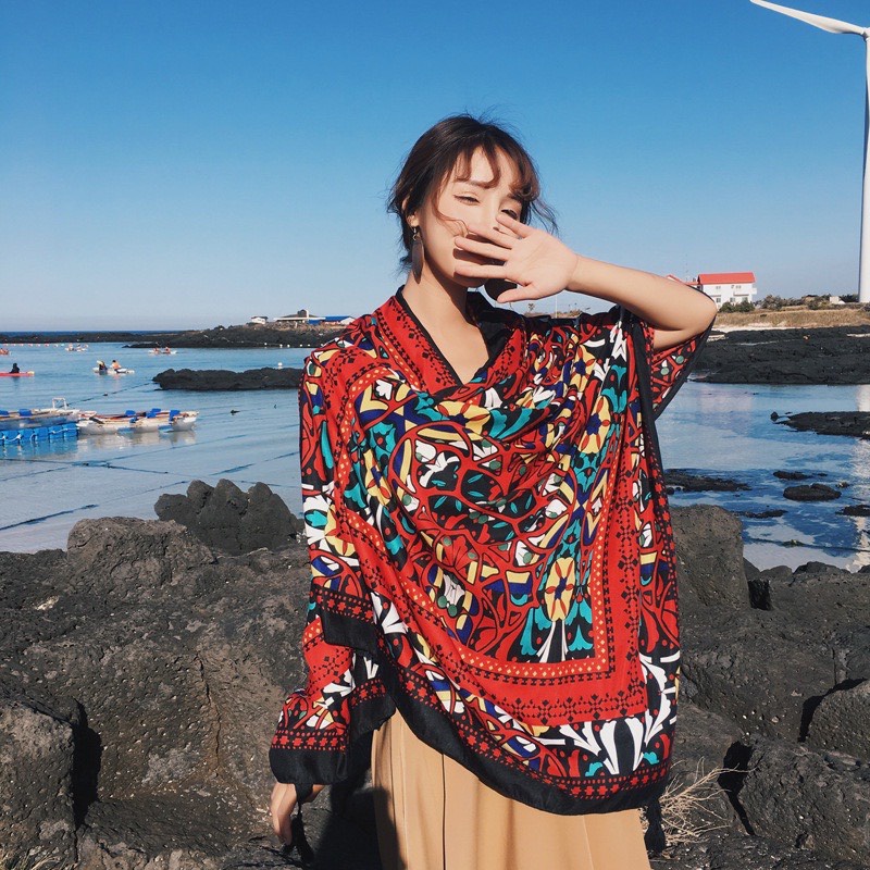 Khăn Choàng BoHo Họa Tiết Thổ Cẩm, Khăn Choàng Đi Biển Phong Cách Vintage