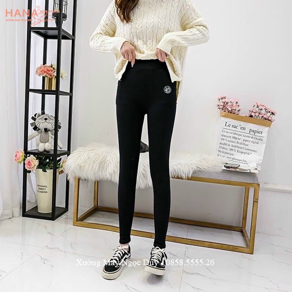 Quần legging lót lông nữ cạp cao nâng mông dáng quần nỉ lót lông mèo dài gen bụng vải co giãn ôm body mặc mùa đông ấm | BigBuy360 - bigbuy360.vn