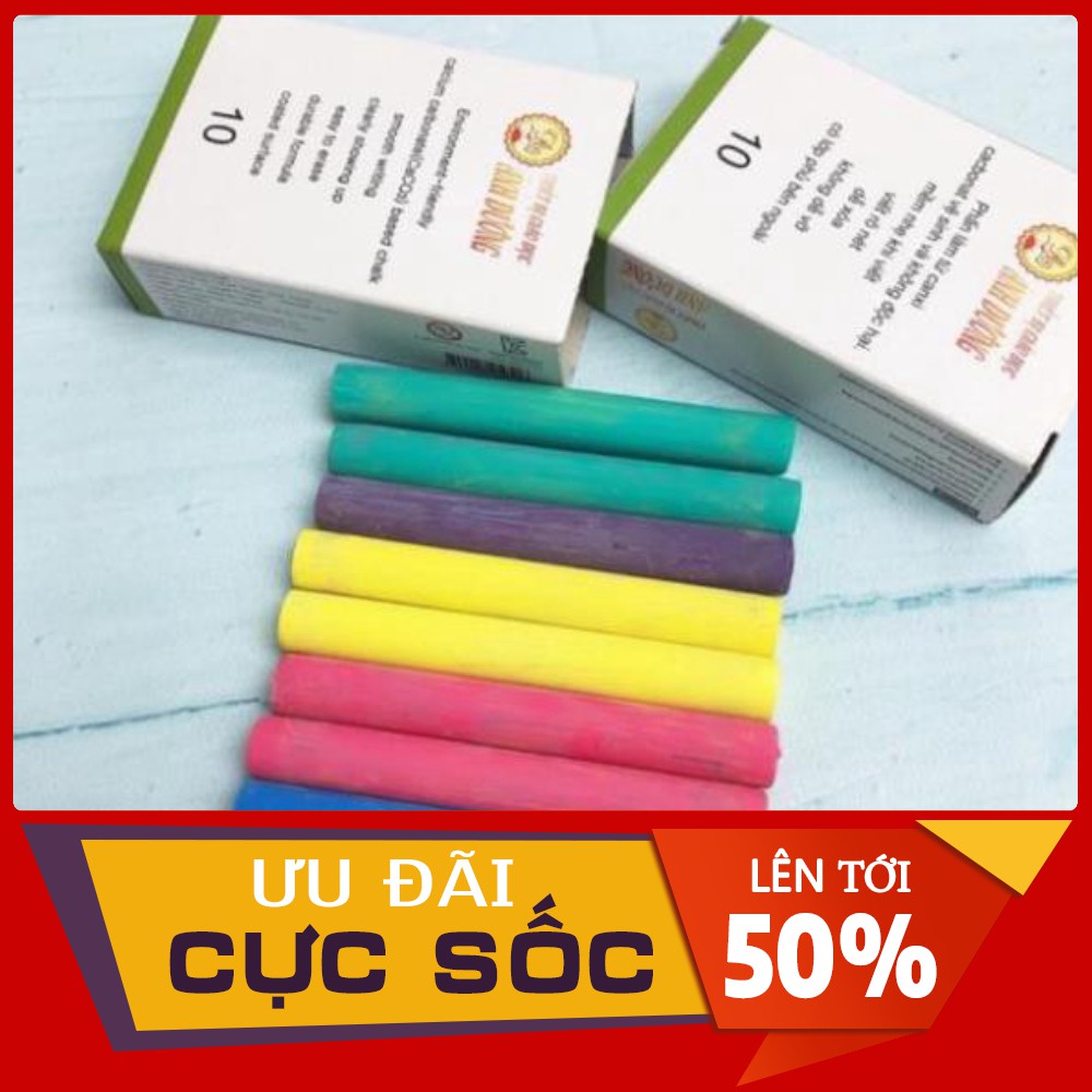 Phấn Sạch Cleany, Phấn Làm Từ Canxi Siêu An Toàn, Có Thể Ăn Được, Hộp 10 Viên, Mềm Mịn, Bám Bảng, Không Bụi