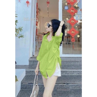 Áo sơ mi rút dây bên eo, sơ mi thiết kế Nacy Design