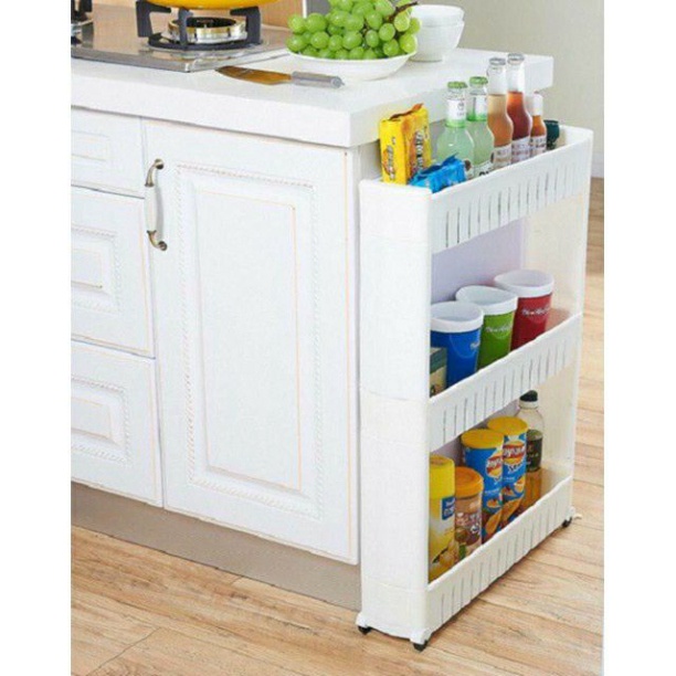 KỆ 3 TẦNG ĐỰNG GIA VỊ ĐỒ ĐA NĂNG CÓ BÁNH XE