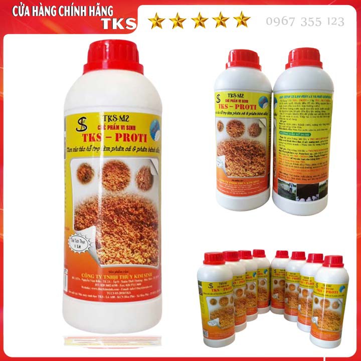 TKS-PROTI: Men Xúc Tác Làm Phân Ủ, Cá, Bánh Dầu - Tách Chiết Protein -Chai 1 LÍT