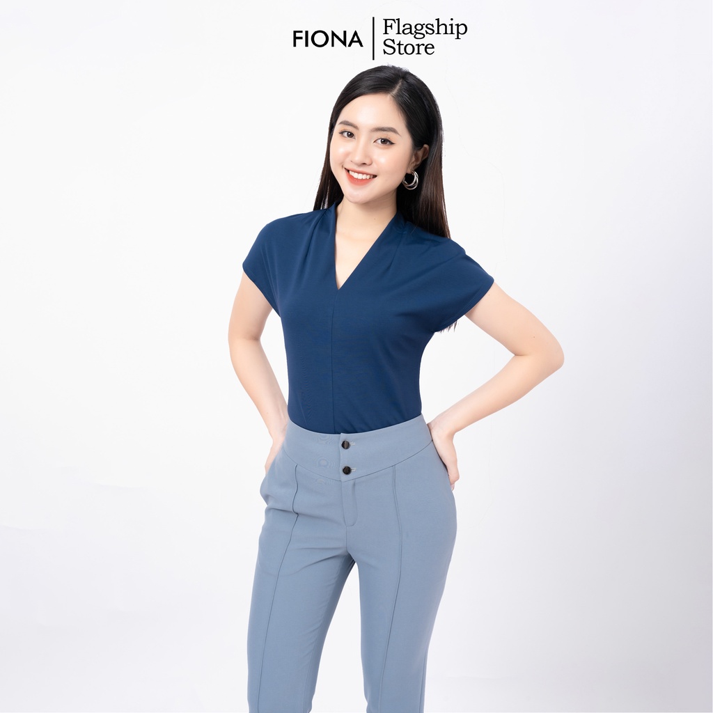 Áo thun nữ Fiona cổ tim, Áo phông tay liền chất liệu cotton F521001