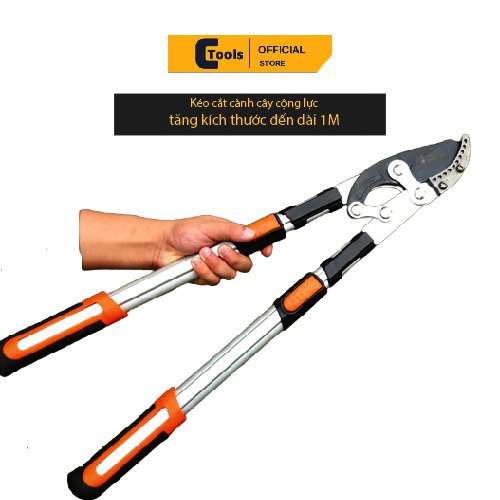 Kéo cắt cành,Kéo cắt cành cộng lực cắt cành cây to trợ lực cán dài tới 1m sử dụng lưỡi SK5 C21