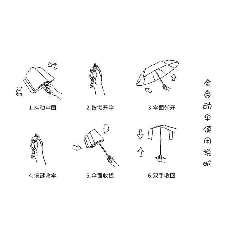 Dù Gấp Năm Nấc Chống Nắng Tia UV Họa Tiết Dễ Thương