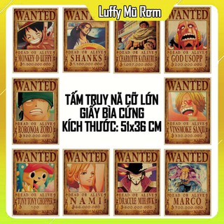 Lệnh truy nã One Piece cỡ lớn, chất liệu giấy bìa cứng, kích thước 51x36cm