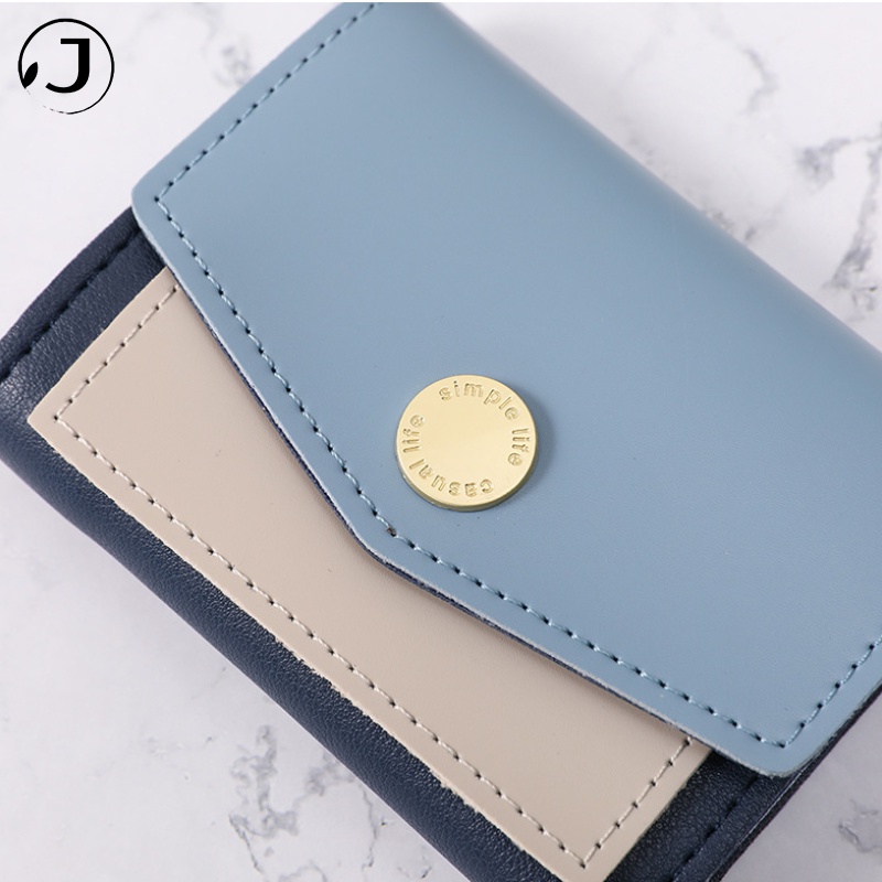 KAITIFEI Ví cầm tay mini ngắn gập nhỏ gọn đẹp thời trang cao cấp da bóp đựng tiền thẻ có ngăn khóa kéo trẻ trung cho nữ