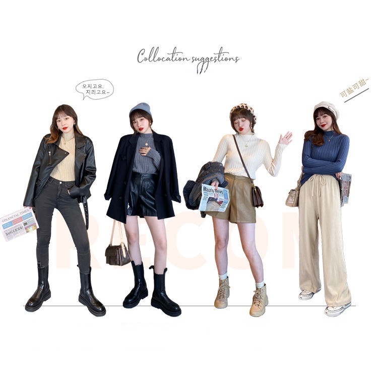 Áo dệt kim cổ cao nhiều màu tùy chọn thời trang mới cho nữ