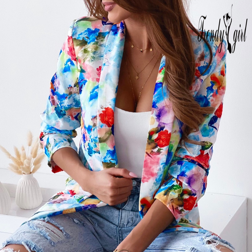 Áo Khoác Blazer Hoạ Tiết Hoa Nhiều Màu Sắc Thời Trang Công Sở