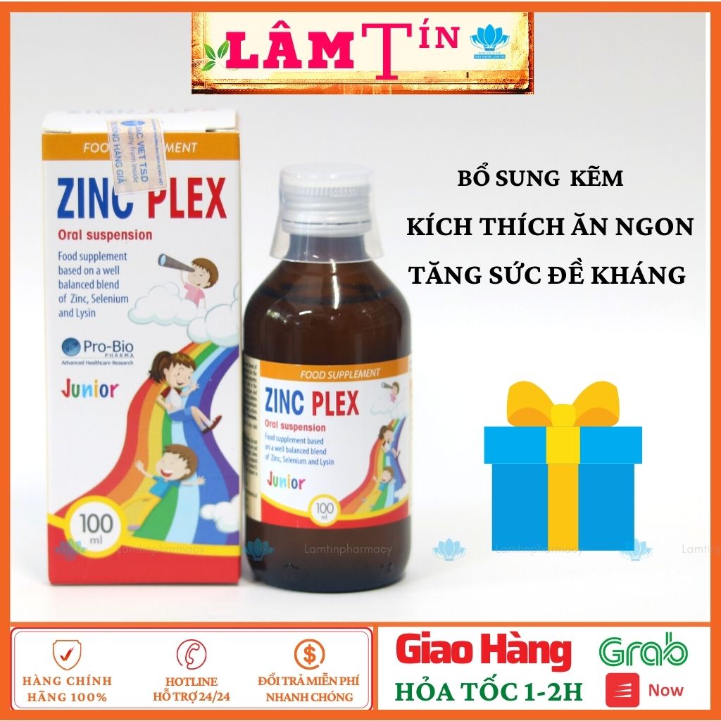 ✅ (Tặng Khẩu Trang Chất G95 Chính Hãng ) Zinc Plex Bổ Sung Kẽm Cho Bé Biếng Ăn, Tăng Sức Đề Kháng Miễn Dịch (lọ 100ml)