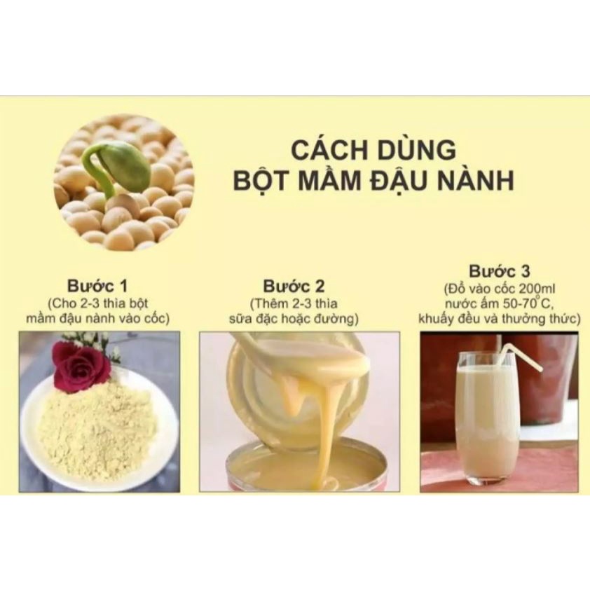 Bột mầm đậu nành nguyên xơ Tuệ Minh, mầm đậu nành tăng vòng 1 hộp 500gram