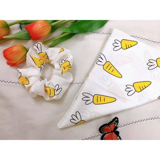 Set Khăn banada + Srunches (Có bán lẻ) mẫu Cà rốt
