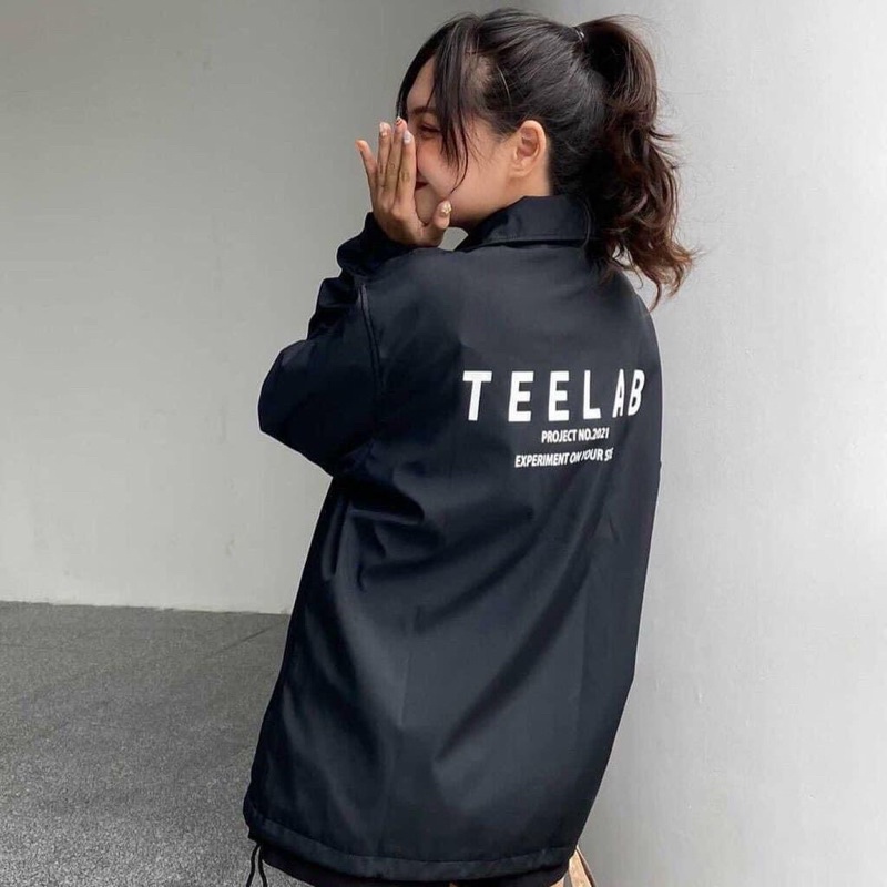 Áo khoác bomber jacket cổ bẻ TEELAB dù 2 lớp SIÊU DÀY form rộng nam nữ