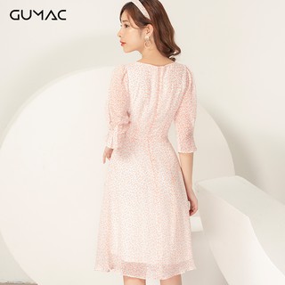 Đầm cổ U phối bèo GUMAC DA902