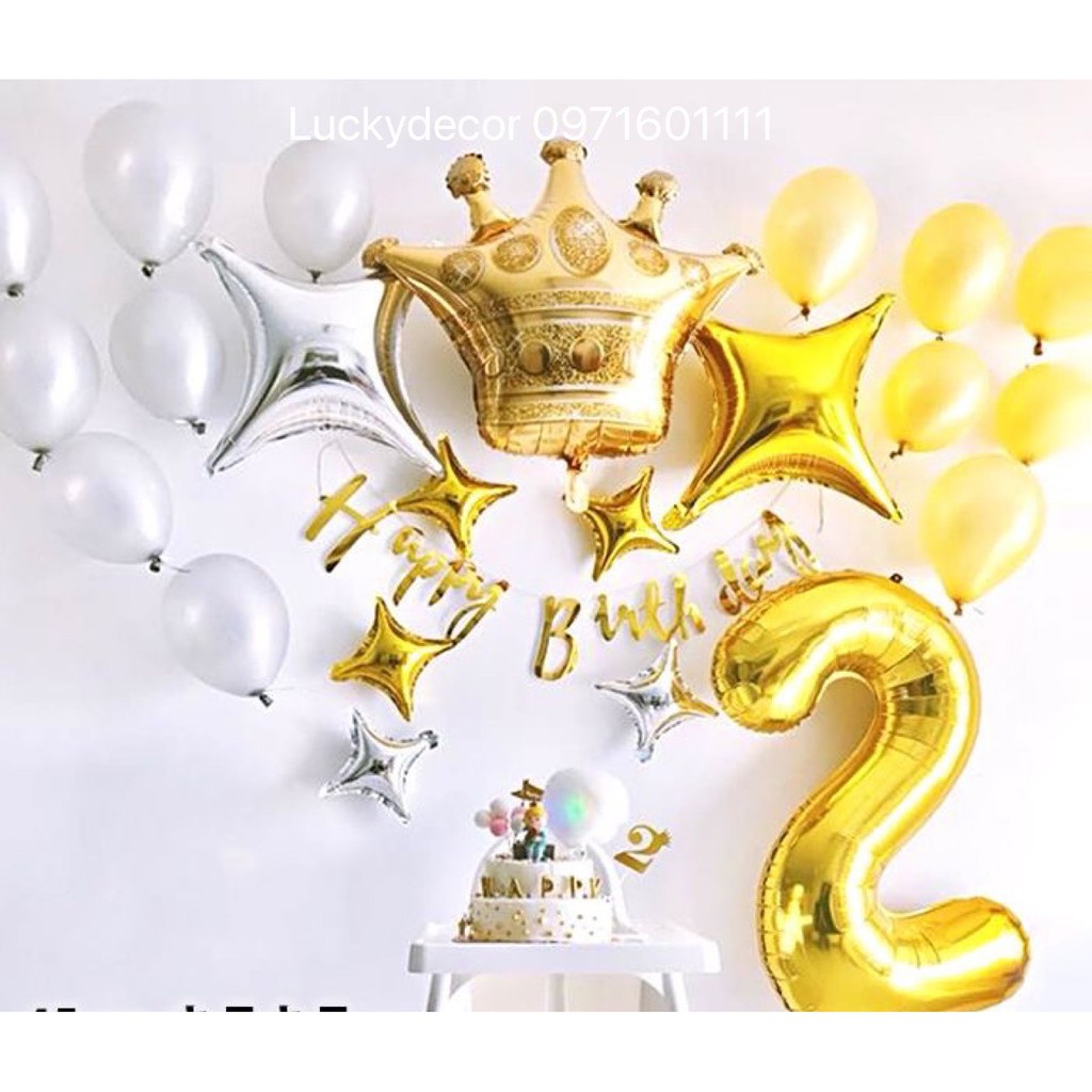 Set Bóng Bay Trang Trí Sinh Nhật Đơn Giản Sang Trọng MS33 - Đủ Phụ Kiện