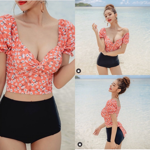 Bikini hoa nhí dễ thương lưng cao