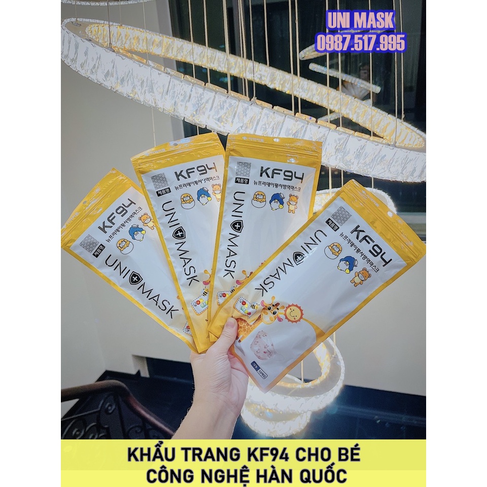 Set 50 Chiếc Khẩu trang 4 Lớp KF94 UNI MASK cho bé từ 3 - 15 tuổi. Chống Bụi Mịn Và Kháng Khuẩn Hàng Cao Cấp Hàn Quốc