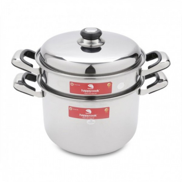 Bộ Xửng Hấp Inox cao cấp 3 Đáy Happy Cook ST26