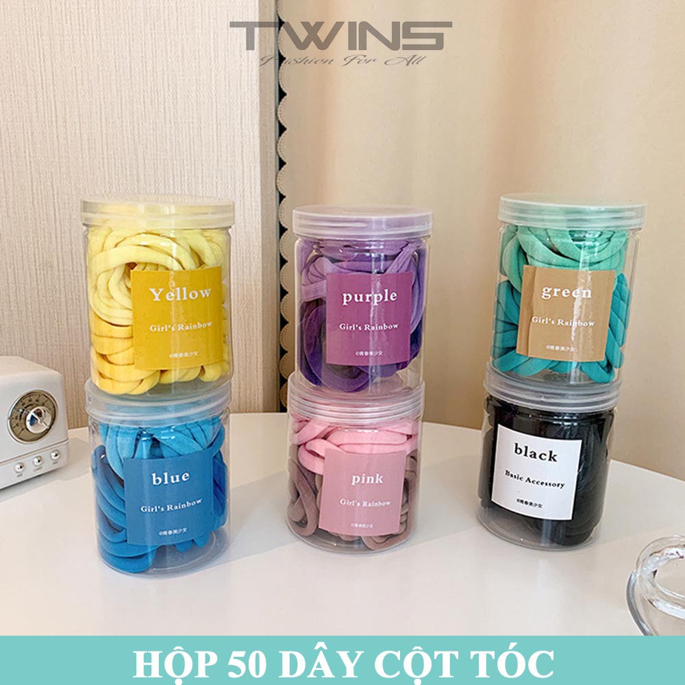 Hộp 50 dây cột tóc, buộc tóc SD116 màu dễ thương, cute, xinh đẹp phong cách Hàn Quốc làm phụ kiện tóc thời trang cho nữ