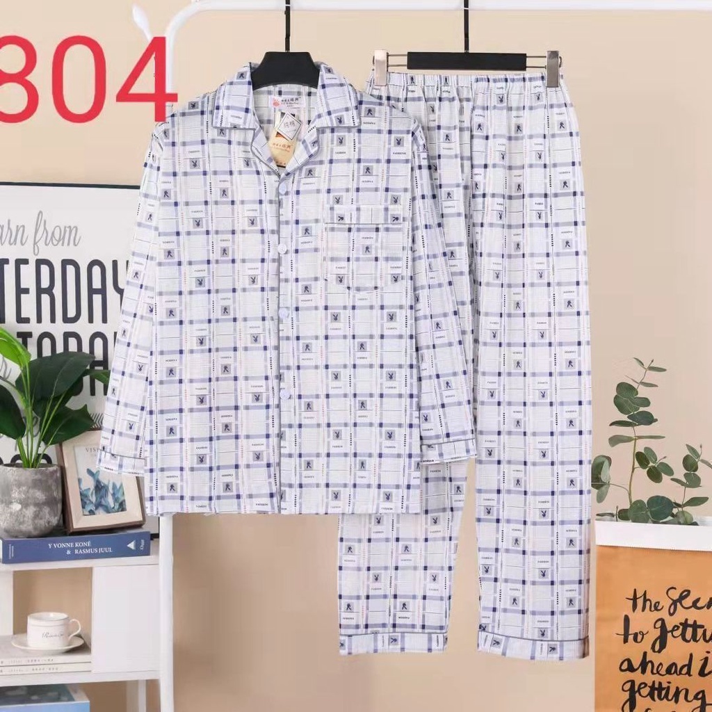 Bộ Đồ Ngủ Dệt Kim Tay Dài Thời Trang Xuân Hè Cho Nam