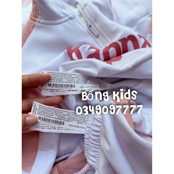 Bộ Nỉ Ép Thể Thao Bé Gái K@ppa Hồng/Trắng ZR