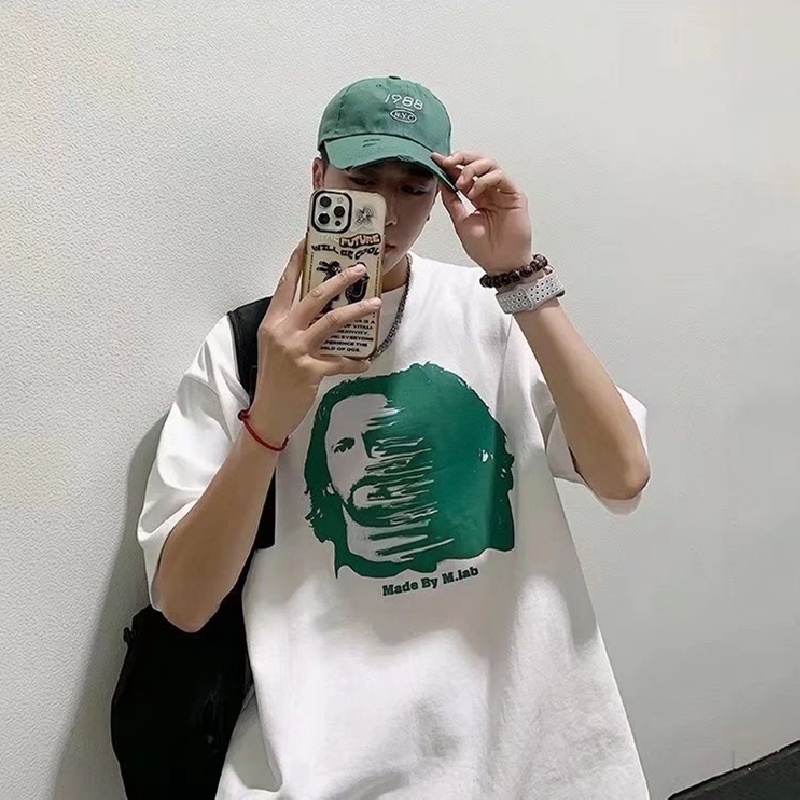 Áo Thun Dáng Rộng In Chữ Phong Cách Hip Hop Đường Phố Hàn Quốc Thời Trang Mùa Hè Cho Nam Cỡ M-5XL
