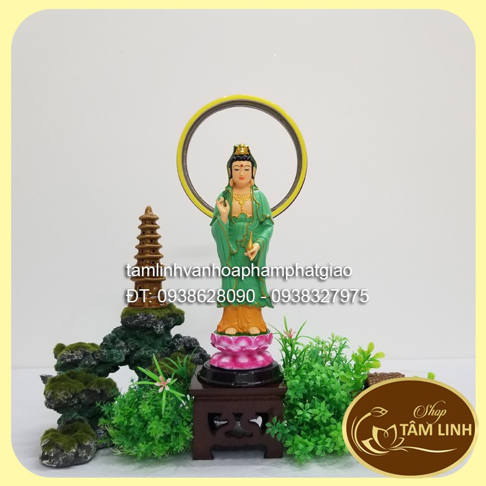 Hào Quang Led Neon Trang Trí Tượng Phật _Combo Tượng Quan Âm Bồ Tát cao 26 cm nhiều màu