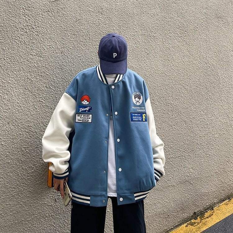 Áo khoác bomber nỉ bông unisex form rộng cậu bé tóc đỏ / Áo khoác nam nữ nỉ bông in hình nhóc cá tính