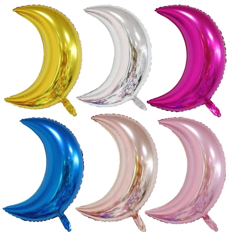 1 Bong Bóng Nhôm Hình Mặt Trăng Lớn 18Inch Dùng Trang Trí Tiệc Cưới, Sinh Nhật