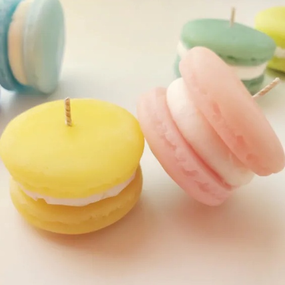 Nến Thơm Mini Siêu Xinh Hình Bánh Macaron Kẹp Kem 2.5x1cm (Không mùi)