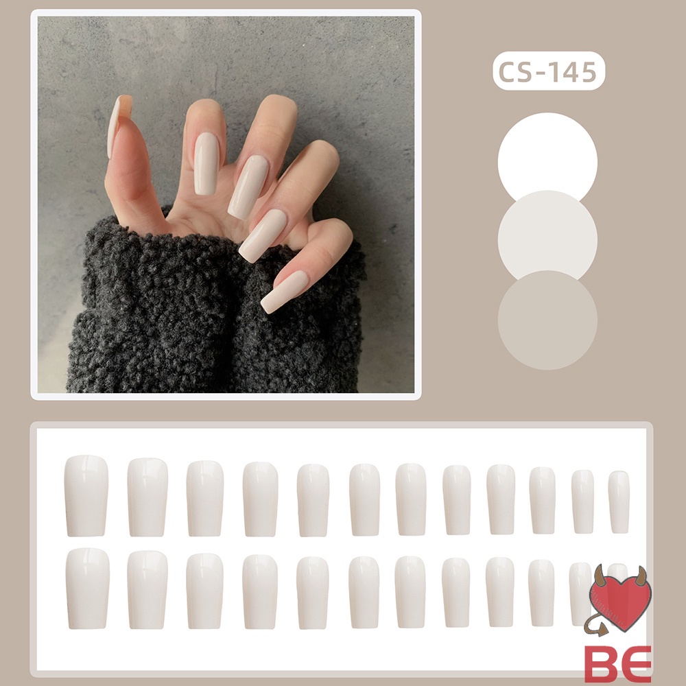 Bộ 24 móng tay giả YADORNOS tông trắng bóng thời trang cho nữ