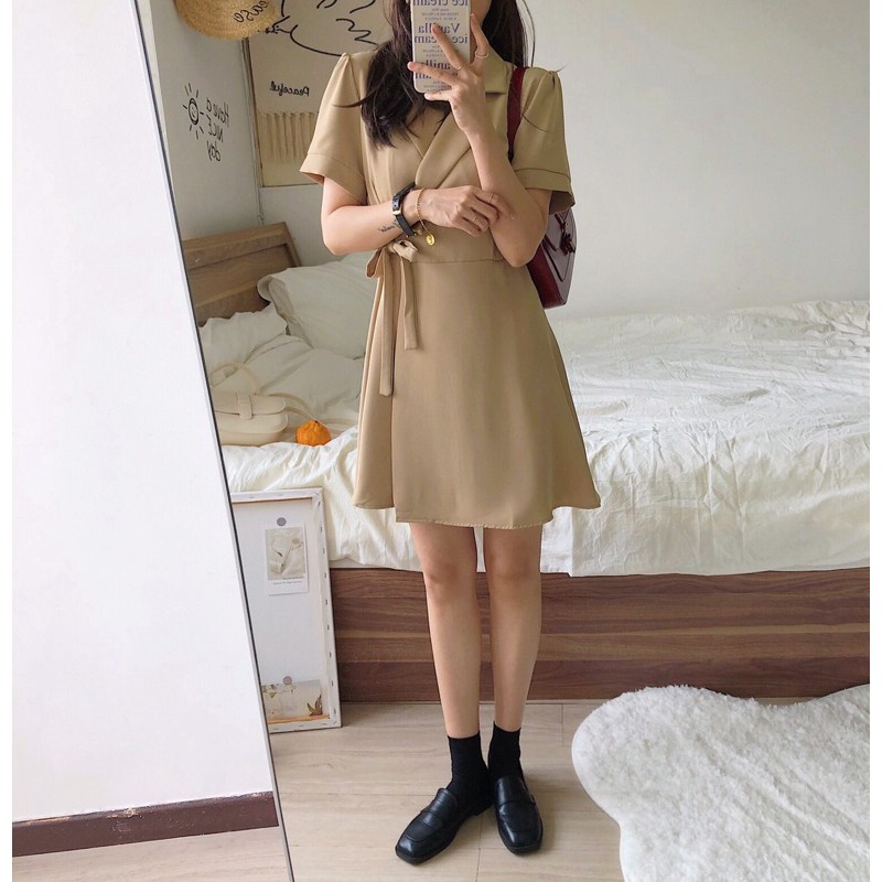 [ CÓ ẢNH THẬT ] VÁY ĐŨI CỔ VEST CỘT EO | BigBuy360 - bigbuy360.vn