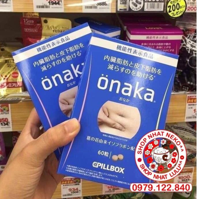 Hộp giấy đựng Viên uống giảm cân béo bụng Onaka Billbox Nhật bản 60 viên