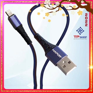 Cáp sạc chống đứt dài 2M bọc dù chính hãng Hapor dùng cho nhiều dòng điện thoại Iphone Samsung Xiaomi Oppo RealMe