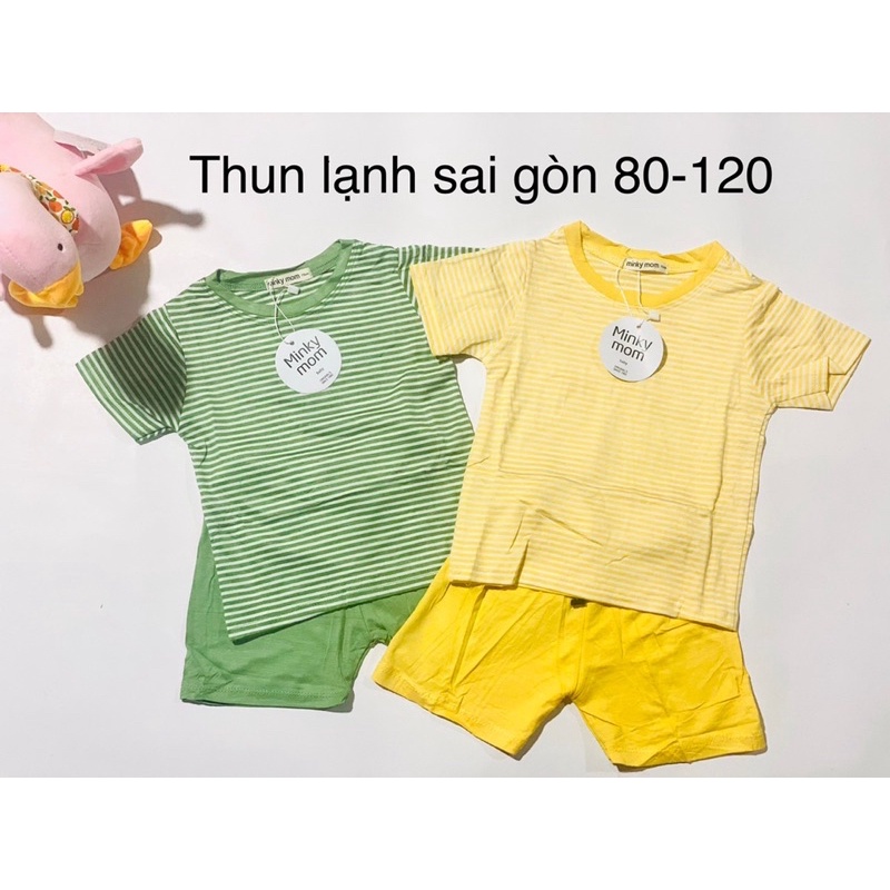 NT009 Bộ ngắn, cộc tay, bộ đùi thun lạnh Minky Mom sọc dệt cho bé trai, bé gái