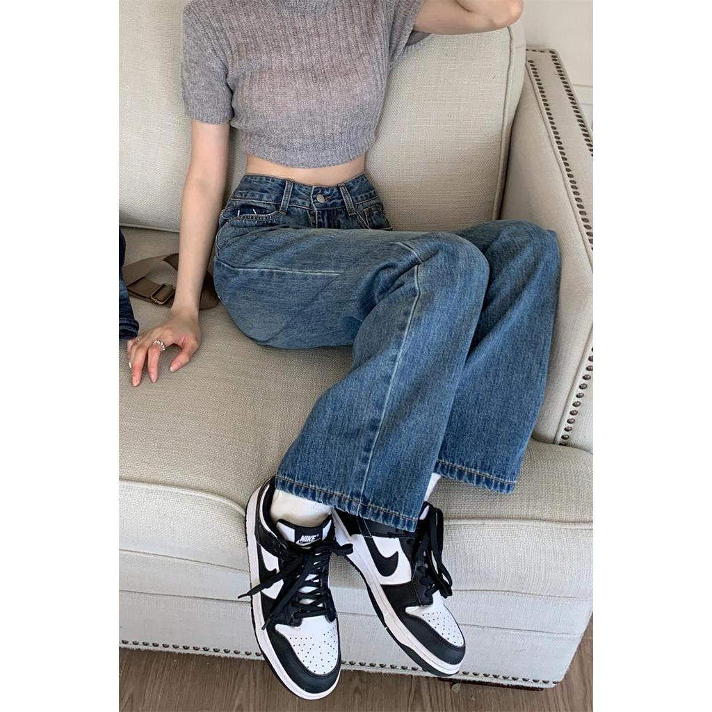 Quần Jeans Ống Rộng Lưng Cao Thời Trang Cá Tính 61469