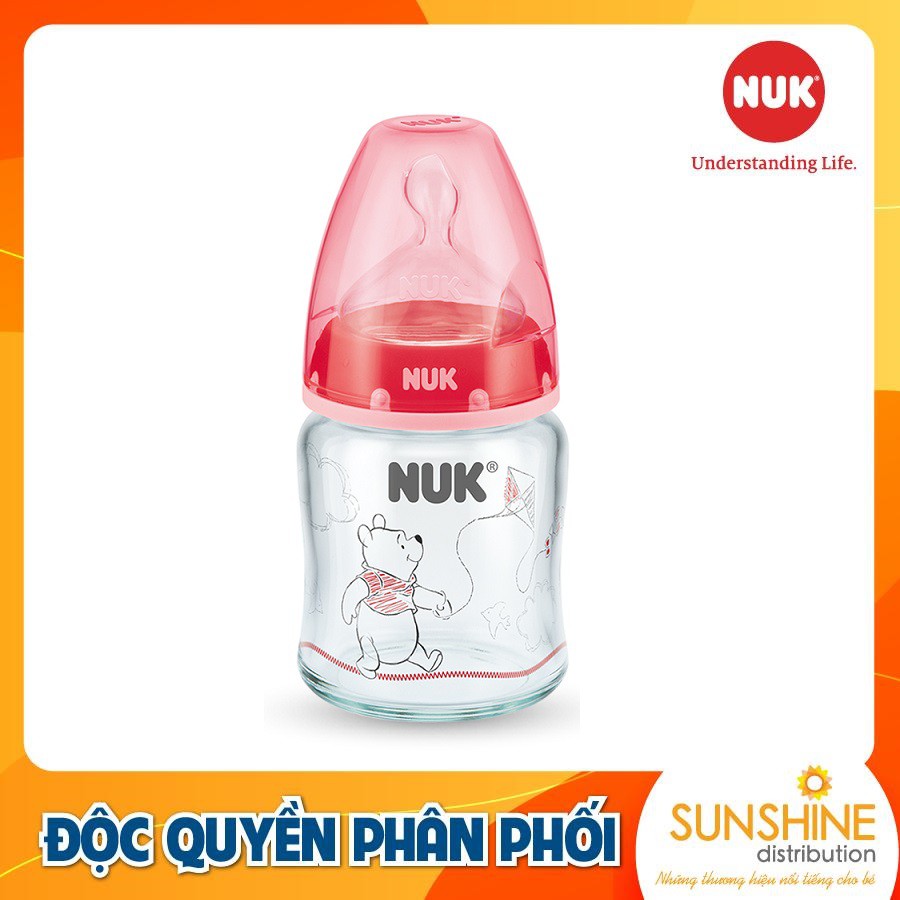 Bình sữa NUK Premium Choice thủy tinh cao cấp núm ti chỉnh nha S1 - M (Disney) (120ml, 240ml)